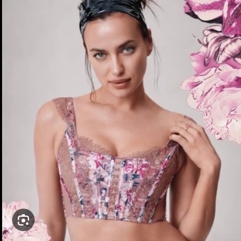 Victoria's Secret Dream Angels Pink Floral Lace Corset Bra Top | size S-DD